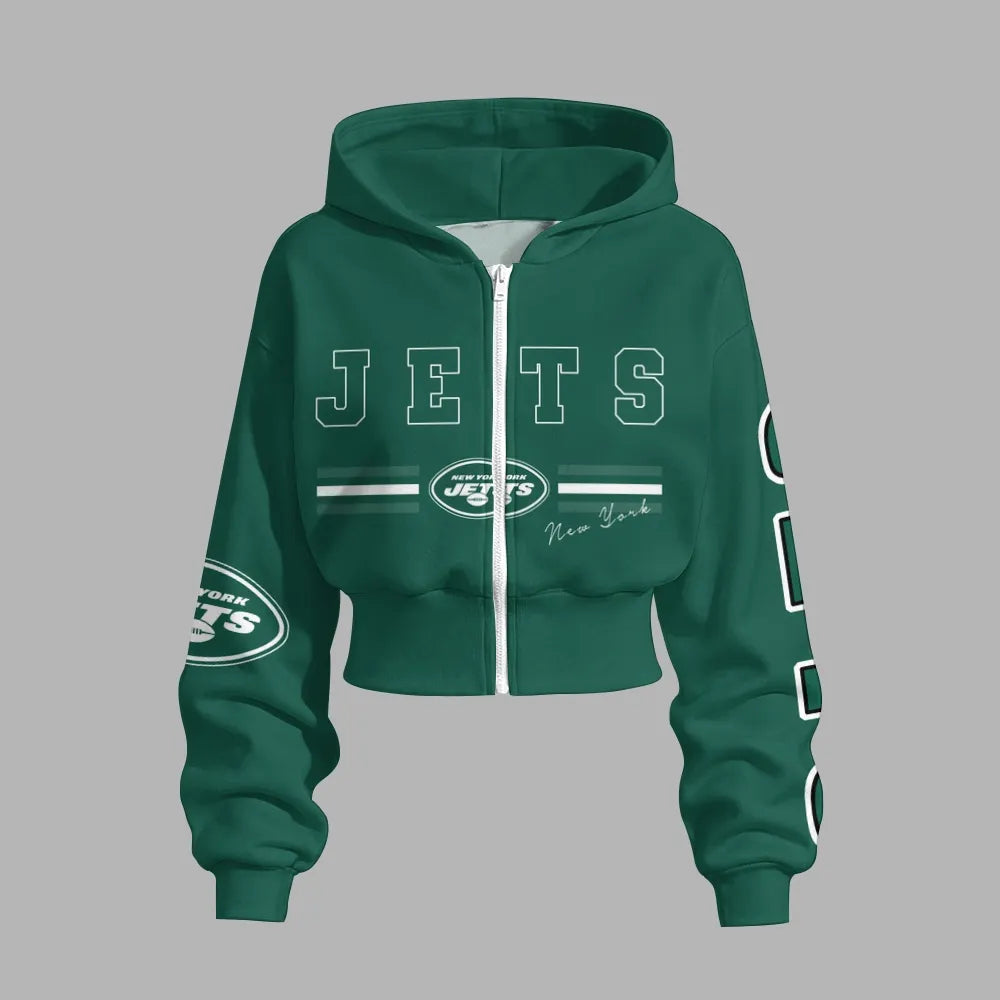 New York Jets Zip-up hooded jacket and elastic-waist pants set | NFL