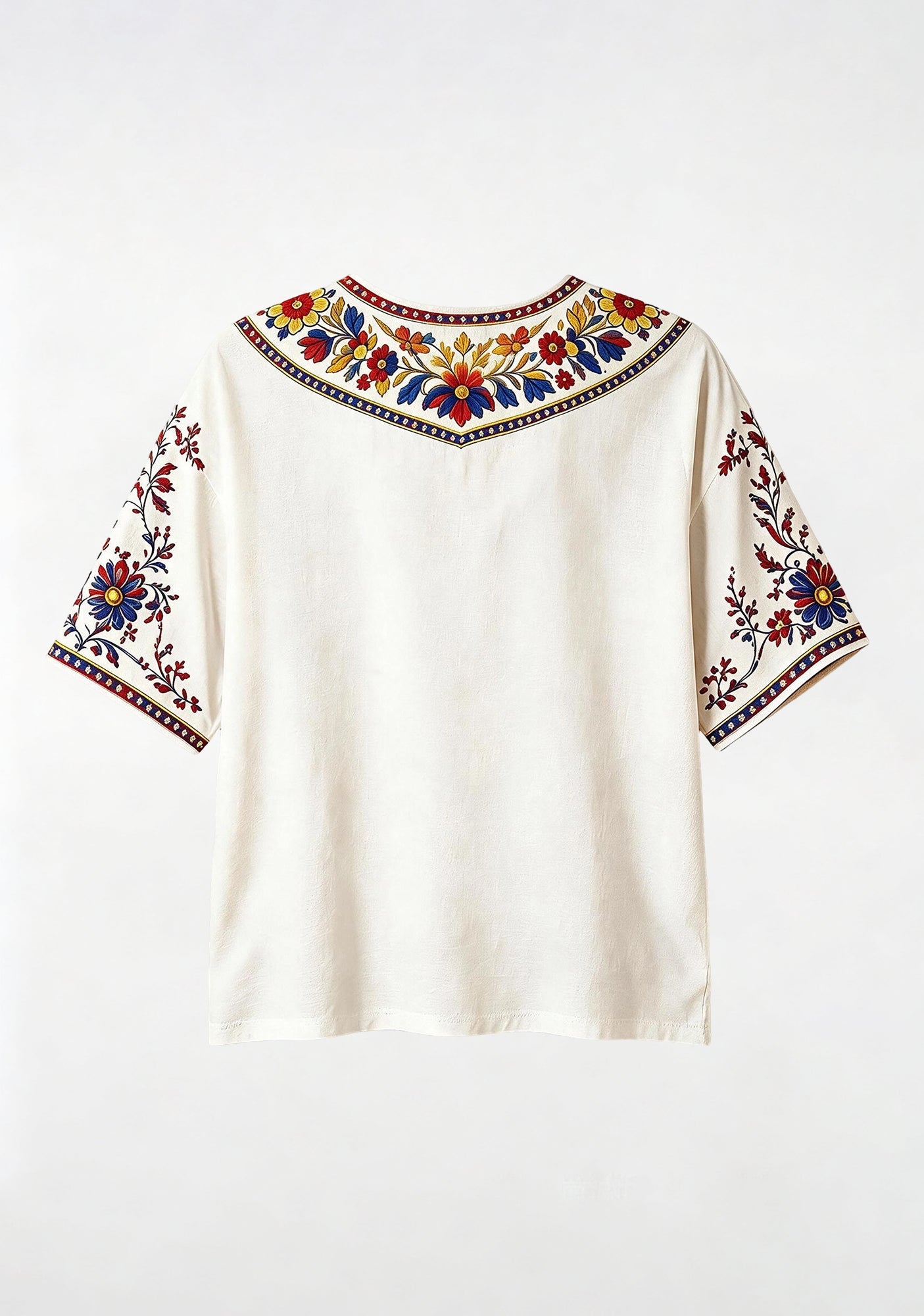 Colombian Folk Ethnic Floral V-Neck Blouse Secondary image