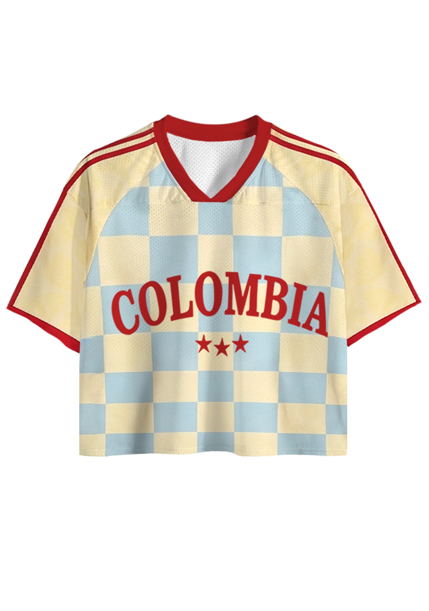 Colombia Checkerboard Cropped Mesh Jersey Shirt Secondary image