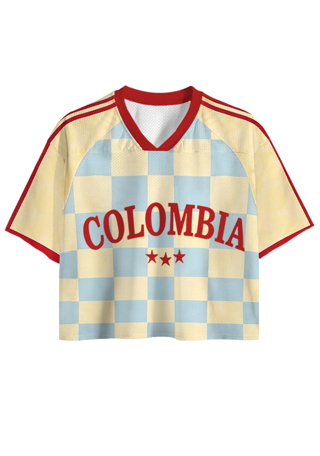Colombia Checkerboard Cropped Mesh Jersey Shirt