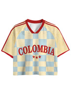 Colombia Checkerboard Cropped Mesh Jersey Shirt