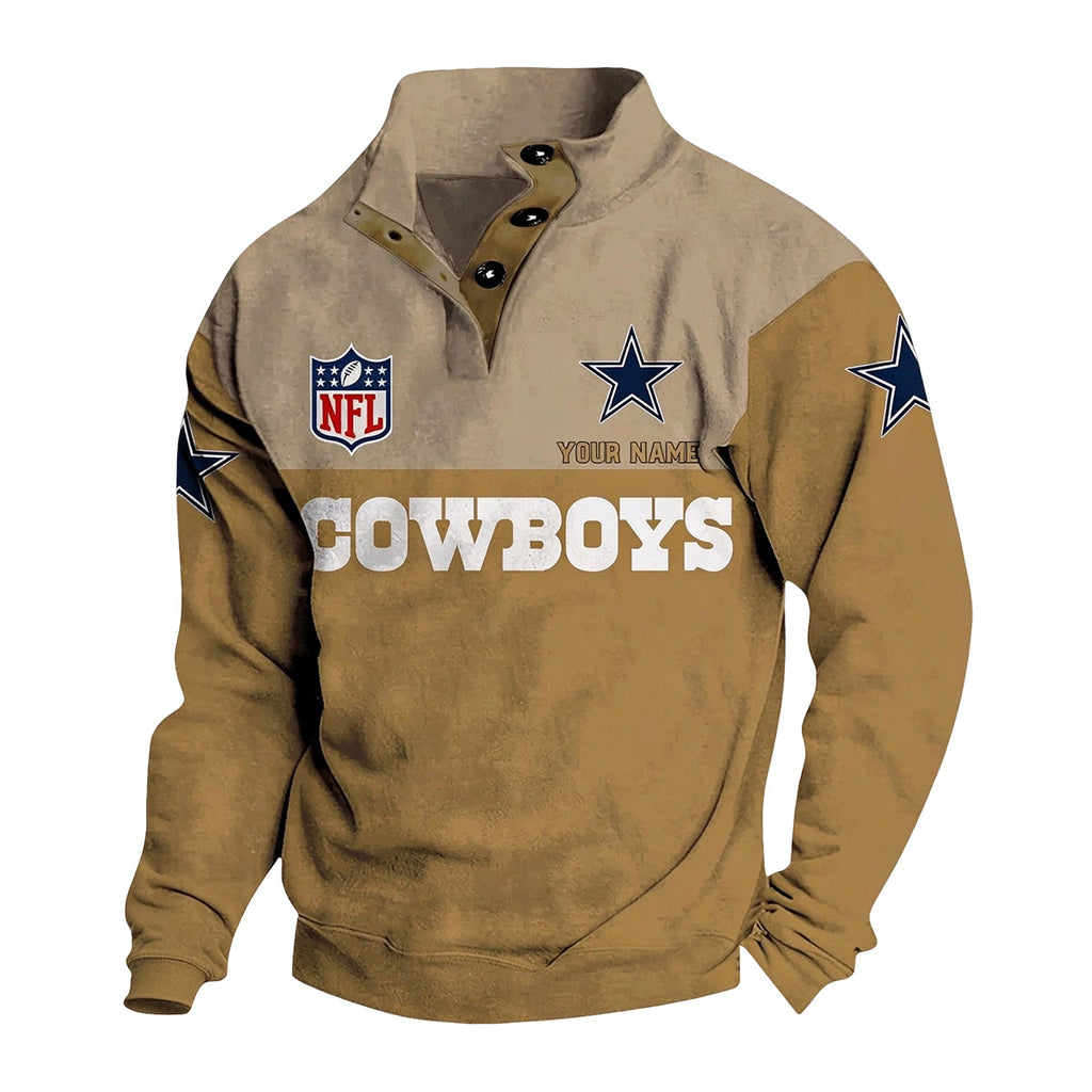 Men's Dallas Cowboys Button Mock Neck Sweatshirt