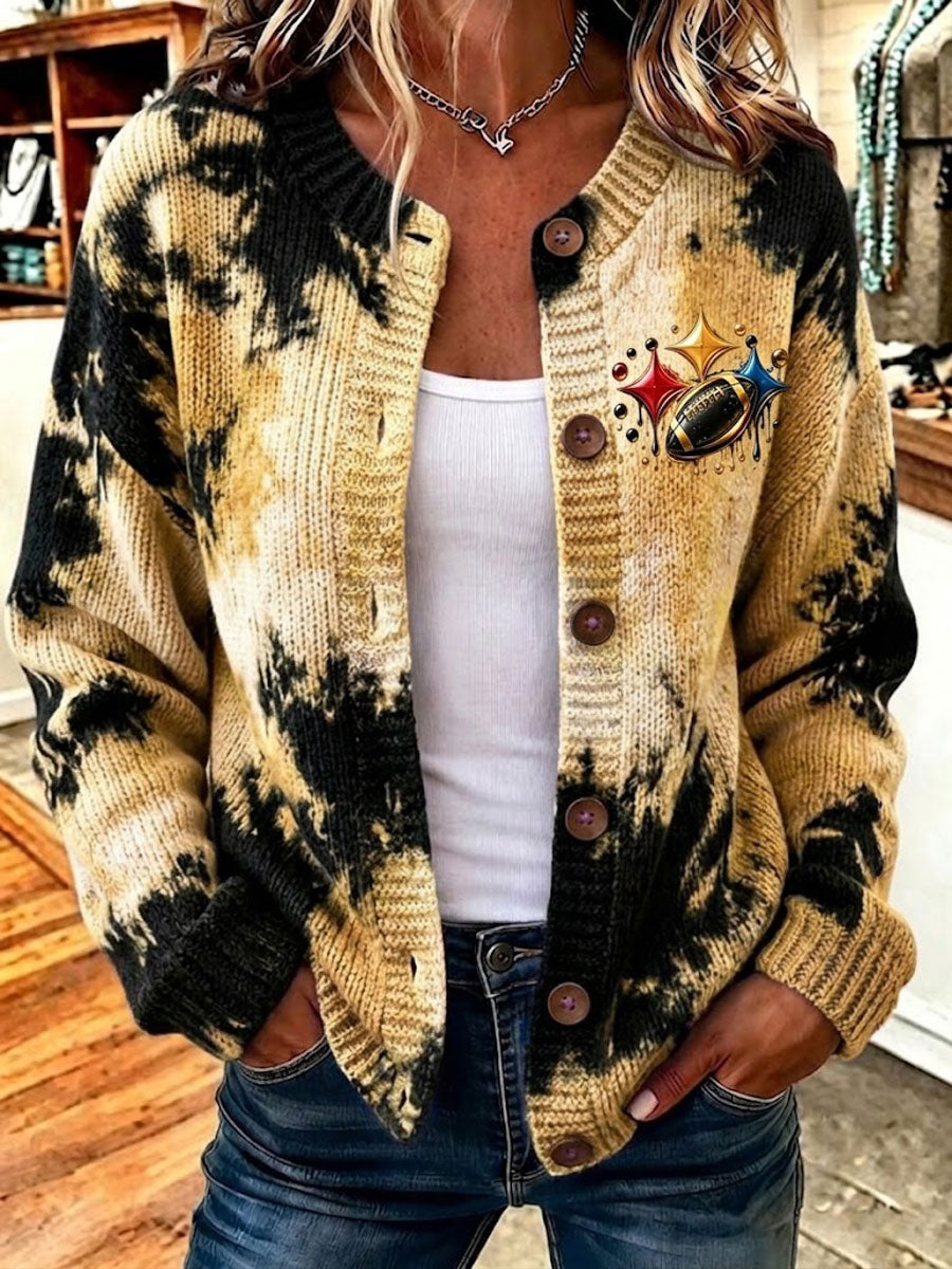 Women'S Football Printed Knitted Cardigan Main image