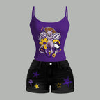 Minnesota Vikings X Pokémon Bodysuit  & Stretch Black Denim Shorts Two-Piece Set