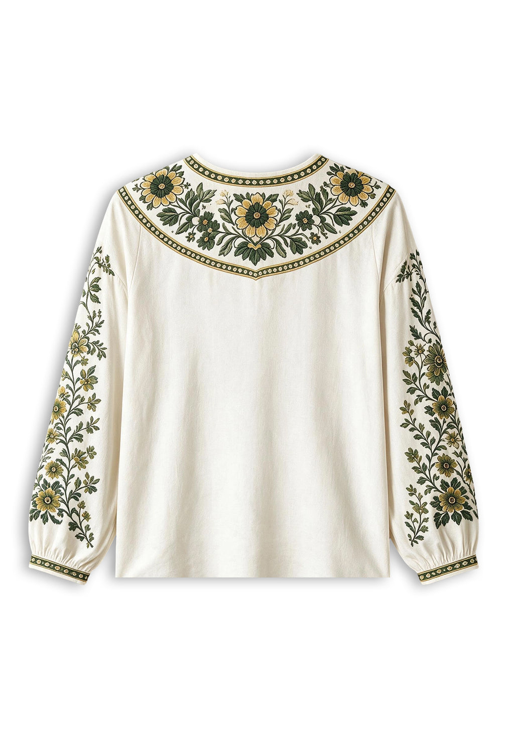 Women's Green Bay Packers Boho Floral Printed V-Neck Long Sleeve Shirt
