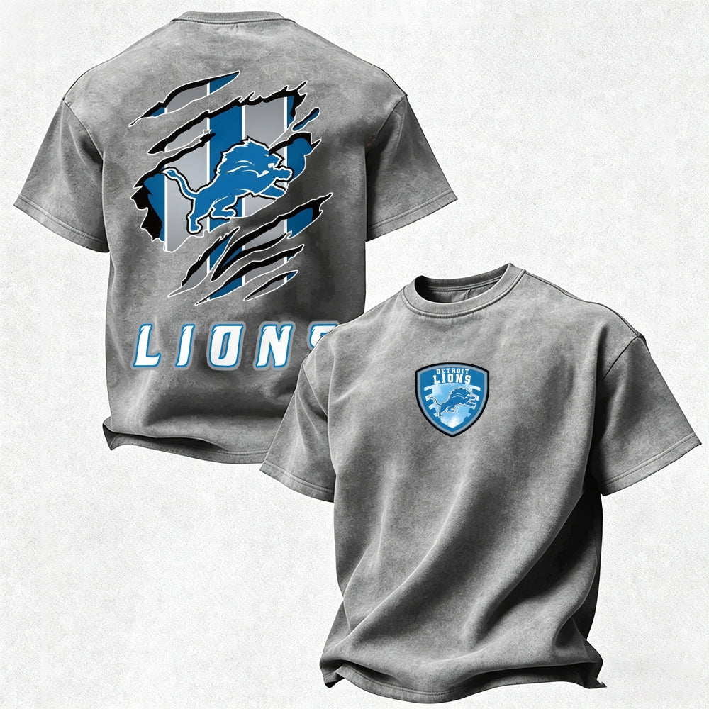 Detroit Lions Printed Unisex 100% Pure Cotton Washed T-Shirt