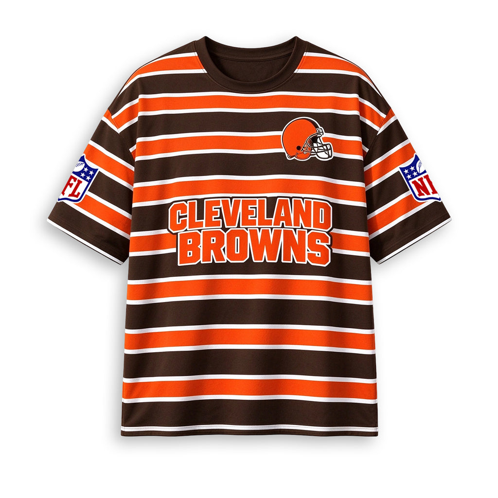 Men's Cleveland Browns Striped Crew Neck Short Sleeve T-Shirt
