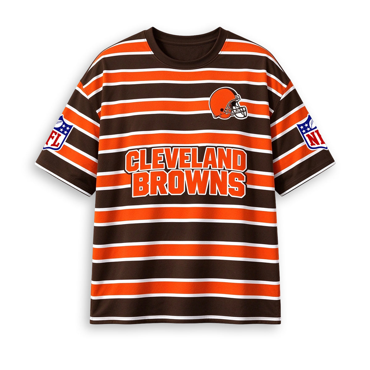 Men's Cleveland Browns Striped Crew Neck Short Sleeve T-Shirt
