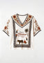 Colombian Tropical Wildlife Ethnic Floral V-Neck Blouse