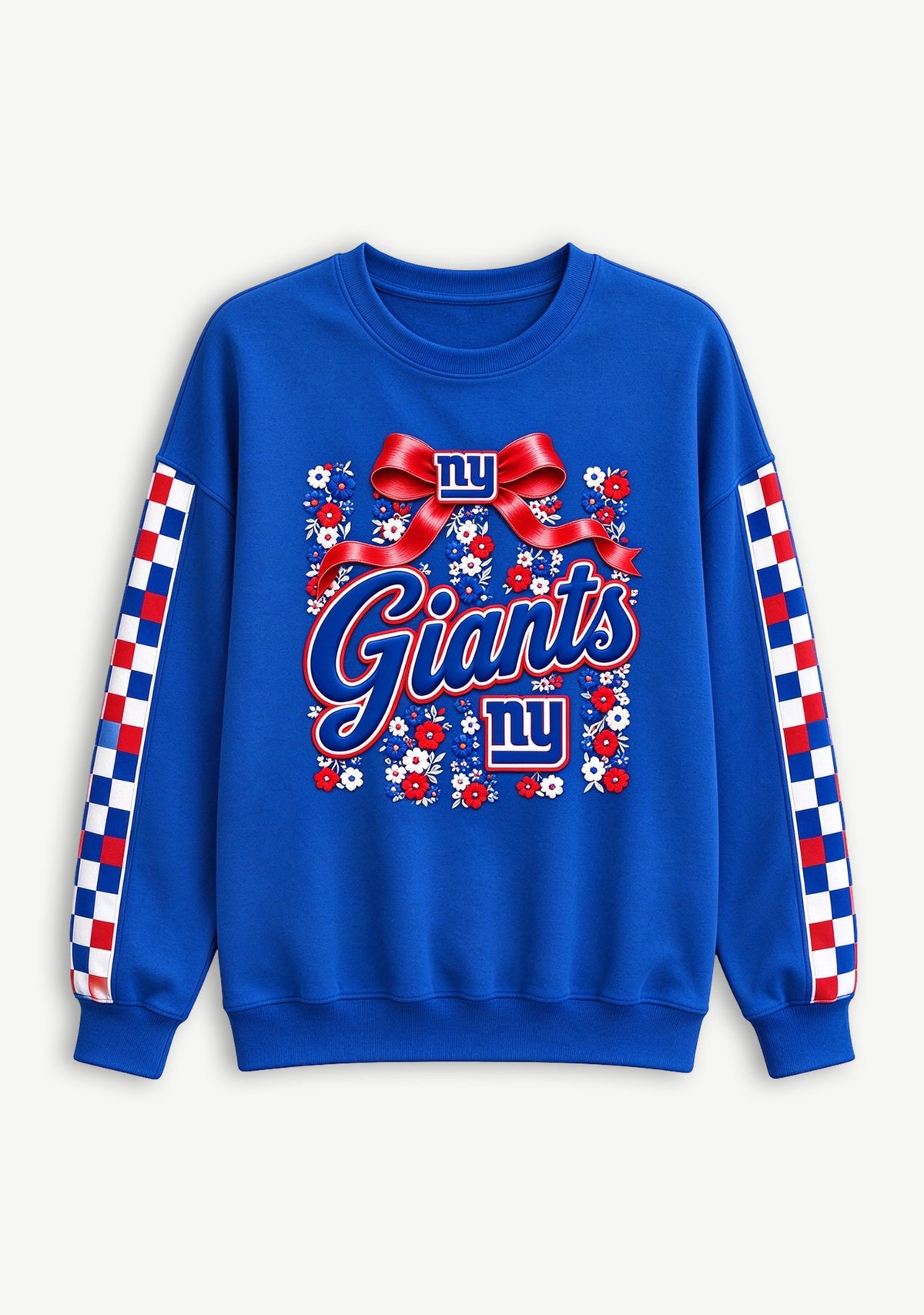 Women's New York Giants Floral Bow Crewneck Sweatshirt