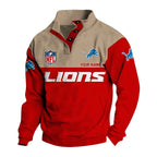 Men's Detroit Lions Button Mock Neck Sweatshirt