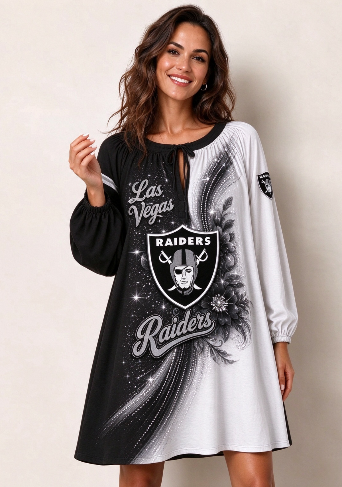 Women's Las Vegas Raiders Floral Long Sleeve Game Day Mini Dress Main image