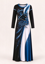 Women Carolina Panthers Print Long Sleeve Maxi Dress