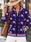 Women's New York Giants Argyle Print Zip Up Varsity Jacket