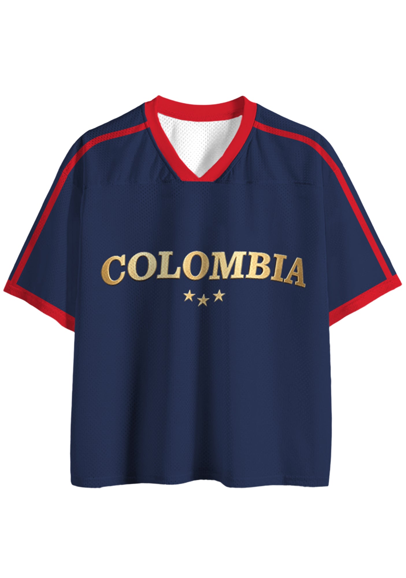 Colombia Gold Letter Oversized Mesh Jersey Shirts Main image