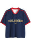 Colombia Gold Letter Oversized Mesh Jersey Shirts