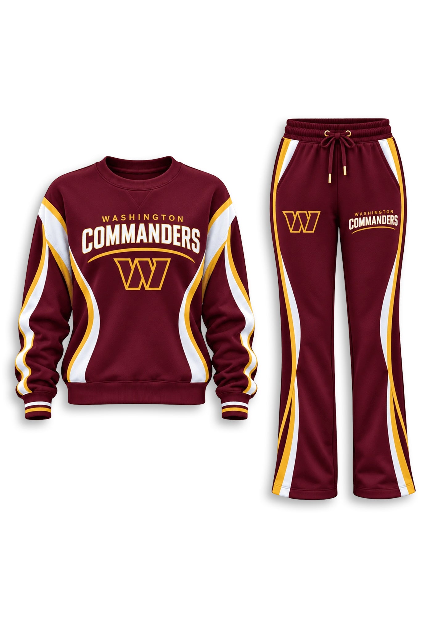 Women's Washington Commanders Crewneck Sweatshirt & Flared Pants 2 Piece Set Secondary image