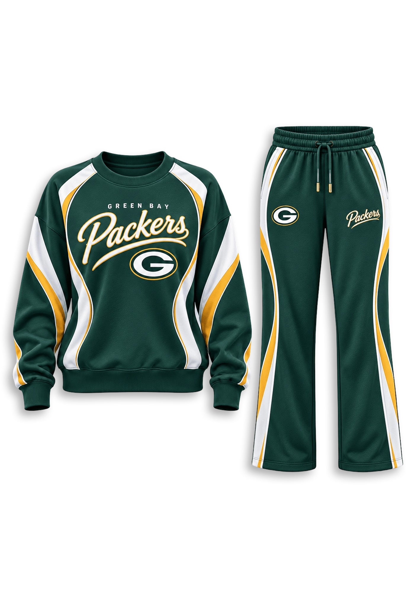 Women's Green Bay Packers Crewneck Sweatshirt & Flared Pants 2 Piece Set Secondary image