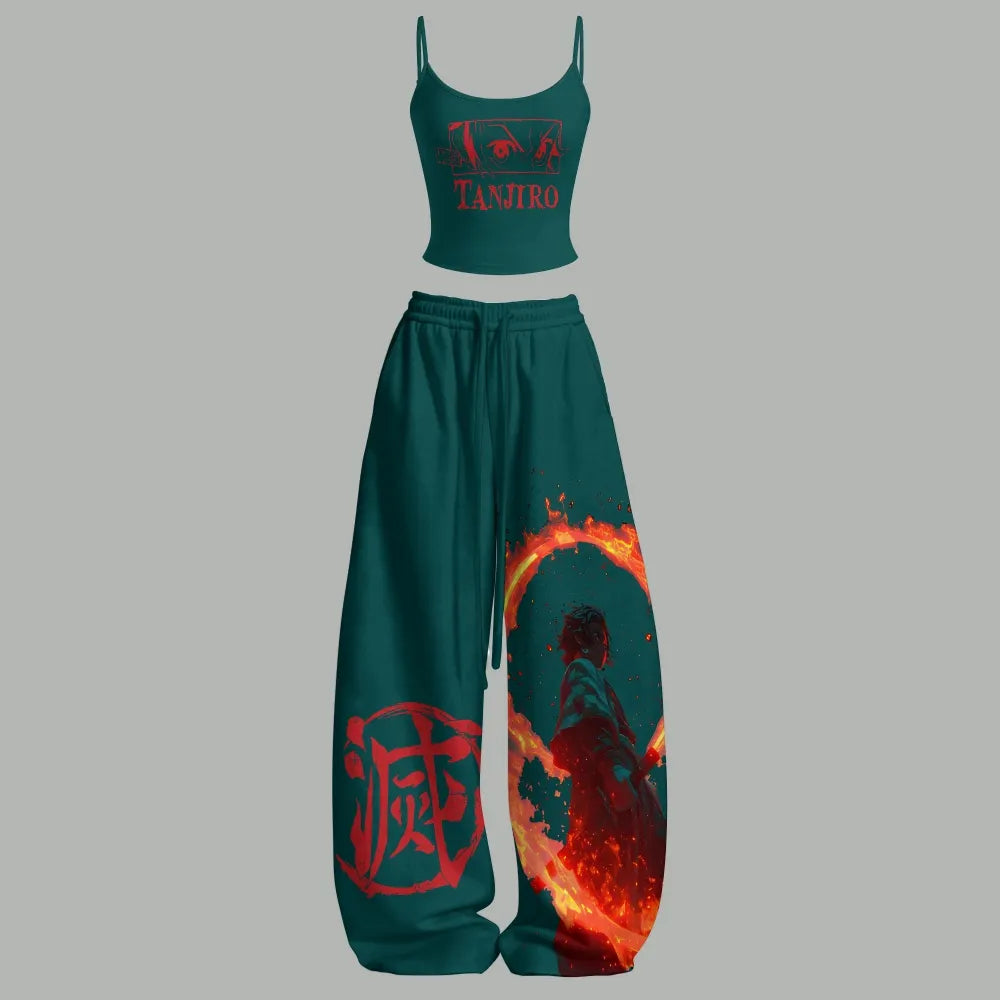 Demon Slayer Top & Elasticated Trousers Two-Piece Set