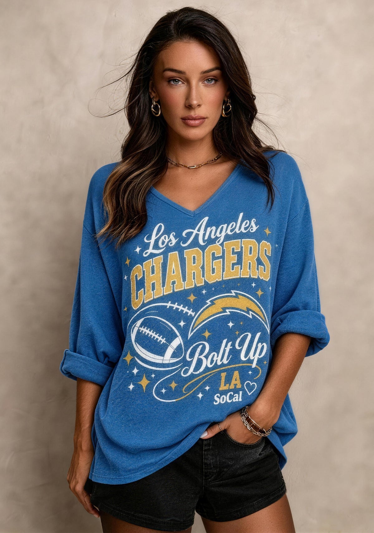 Women Los Angeles Chargers Long Sleeve Game Day Shirt