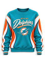 Women's Miami Dolphins Crewneck Sweatshirt & Flared Pants 2 Piece Set