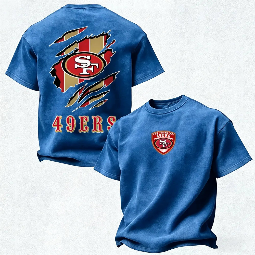 San Francisco 49ers Printed Unisex 100% Pure Cotton Washed T-Shirt