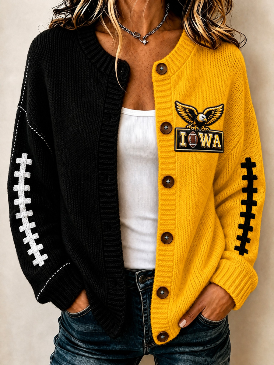 Women's Football Printed Knitted Cardigan Main image