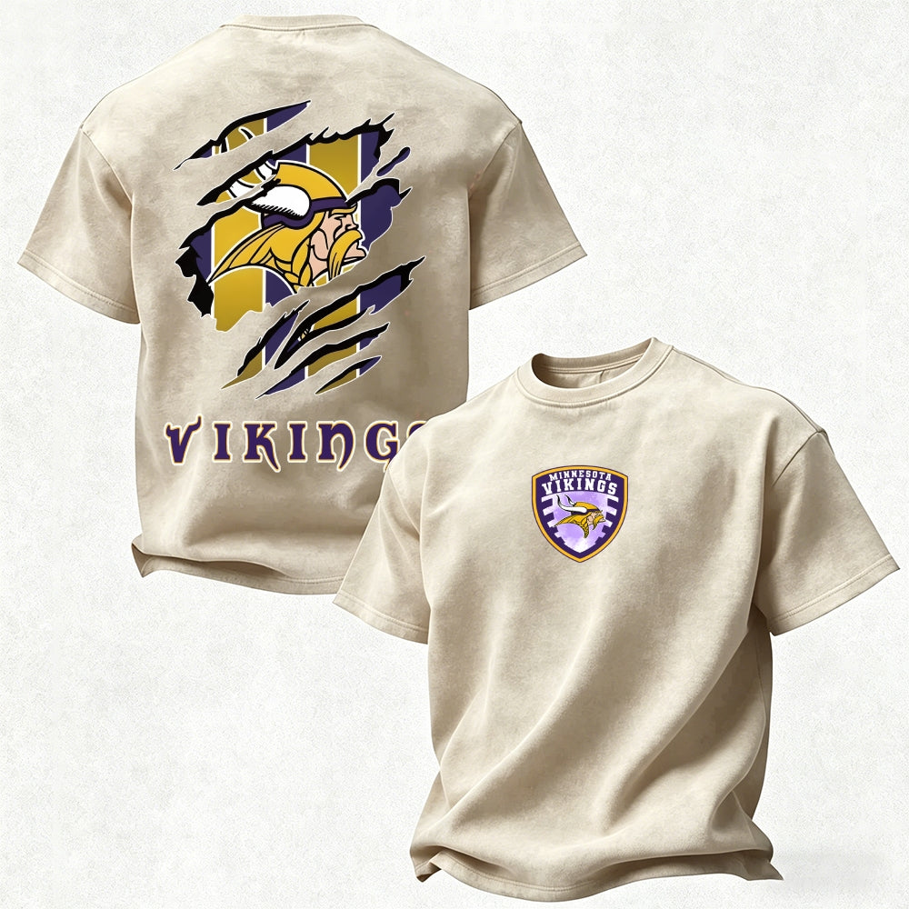 Minnesota Vikings Printed Unisex 100% Pure Cotton 100% pure cotton Washed T-Shirt