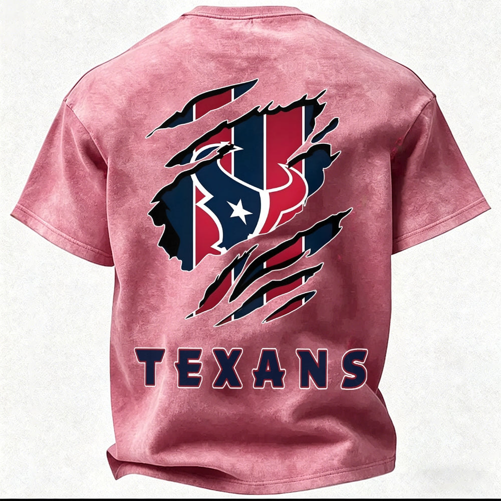 Houston Texans Printed Unisex 100% Pure Cotton Washed T-Shirt