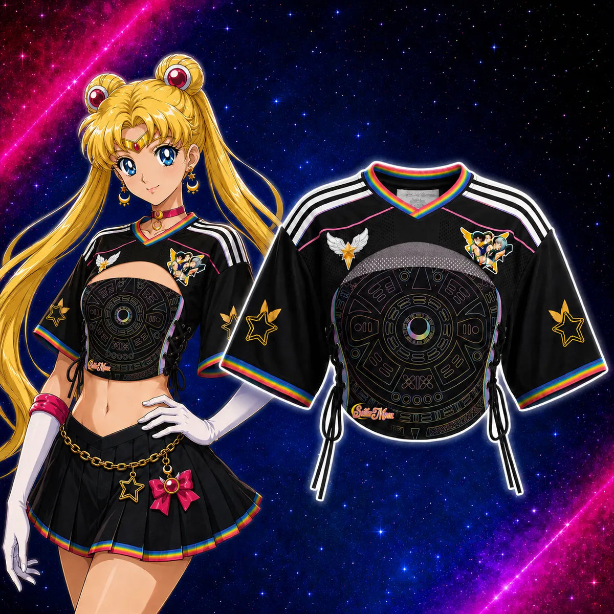 “Sailor Moon” Mesh Short-Sleeve Tube Top Set Main image
