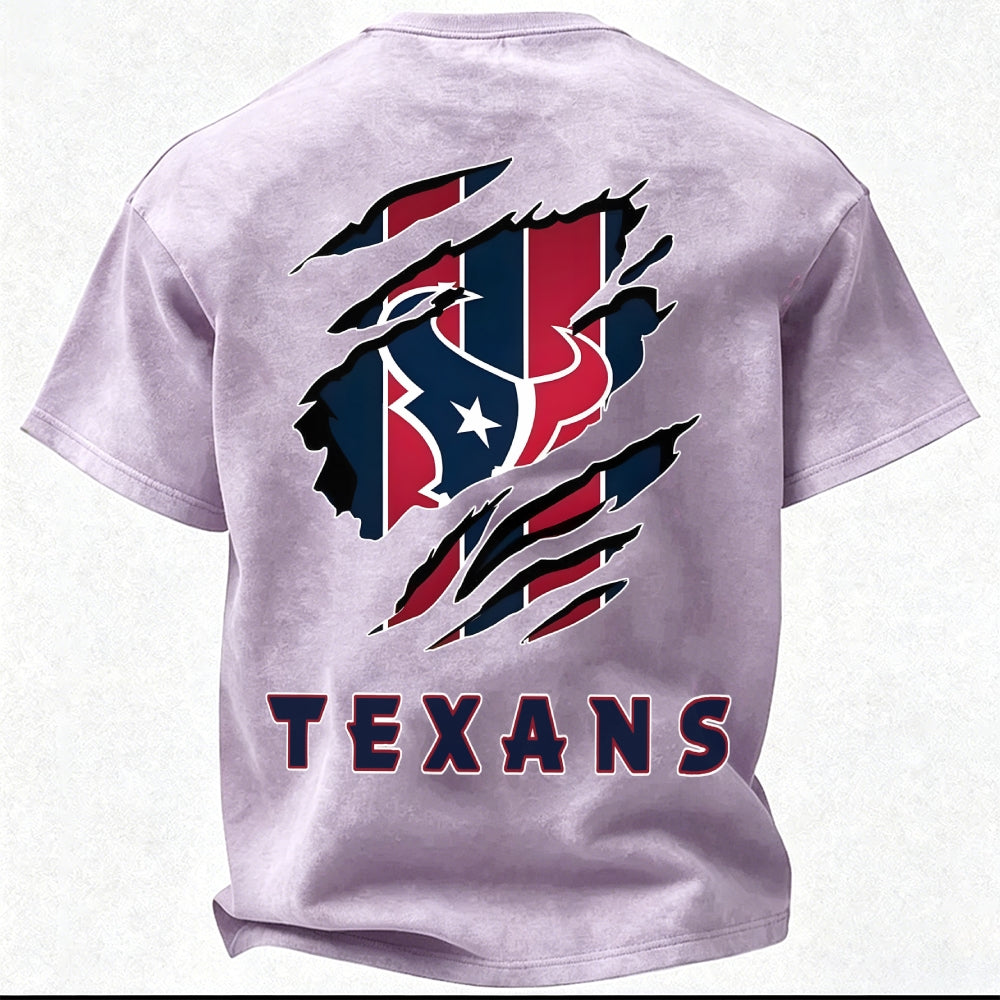 Houston Texans Printed Unisex 100% Pure Cotton Washed T-Shirt