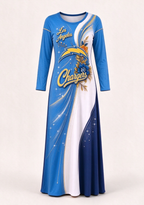 Women Los Angeles Chargers Print Long Sleeve Maxi Dress