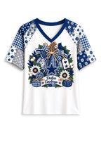 Women's Dallas Cowboys Patchwork Sleeve V-Neck Raglan T-Shirt