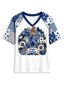 Women's Dallas Cowboys Patchwork Sleeve V-Neck Raglan T-Shirt