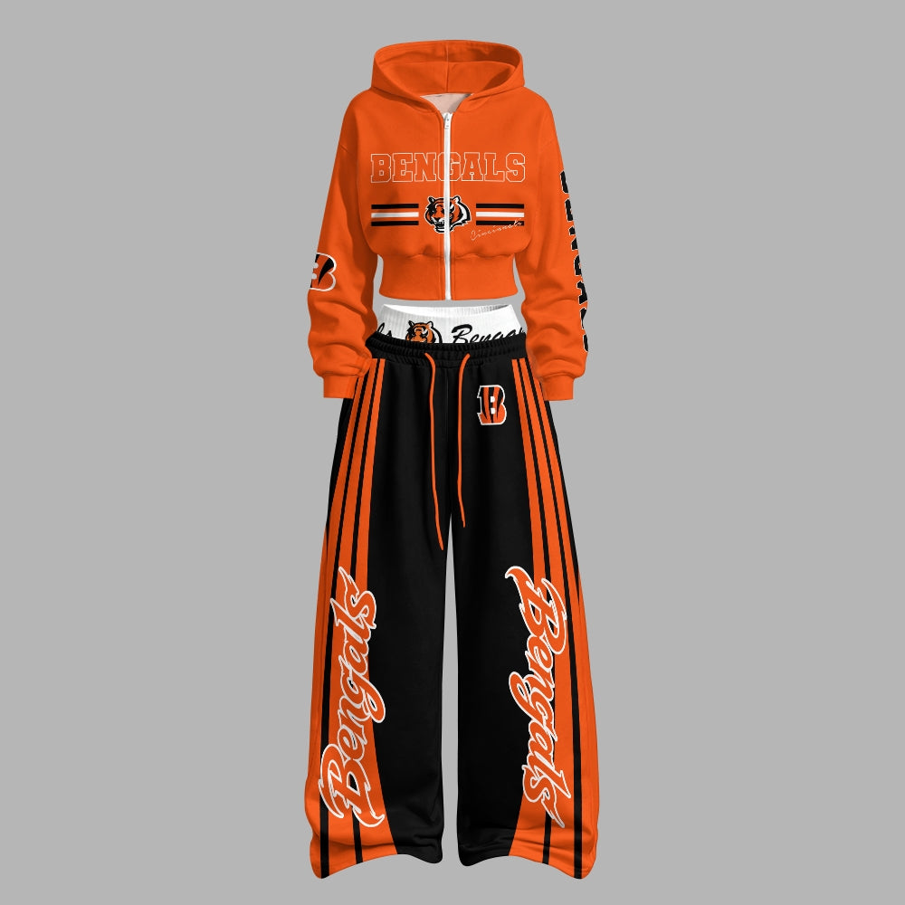 Cincinnati Bengals Zip-up hooded jacket and elastic-waist pants set | NFL