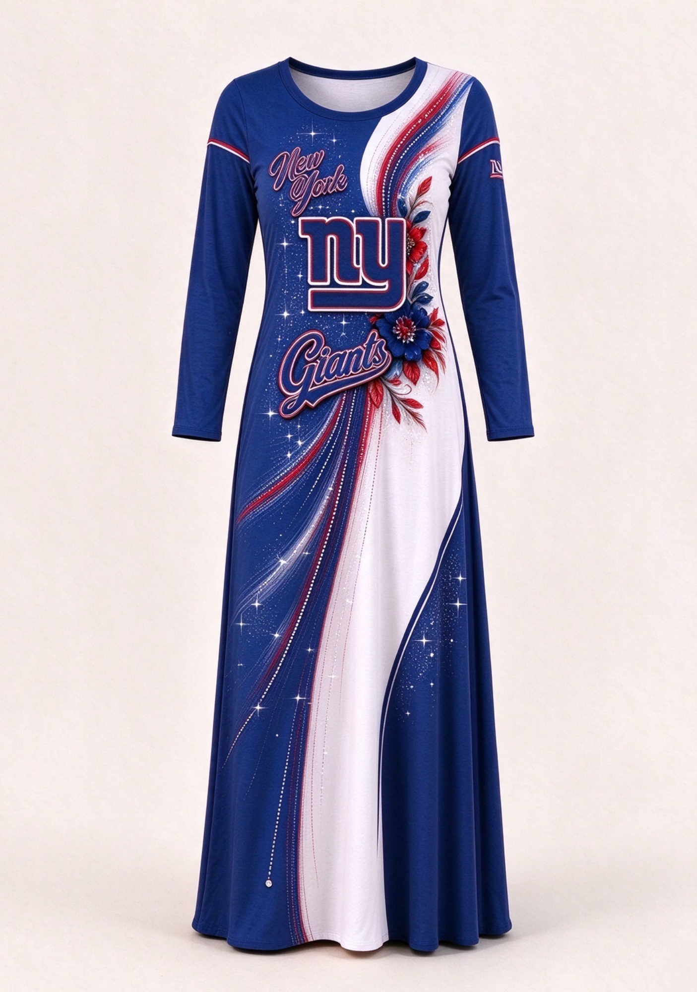 Women New York Giants Print Long Sleeve Maxi Dress Secondary image