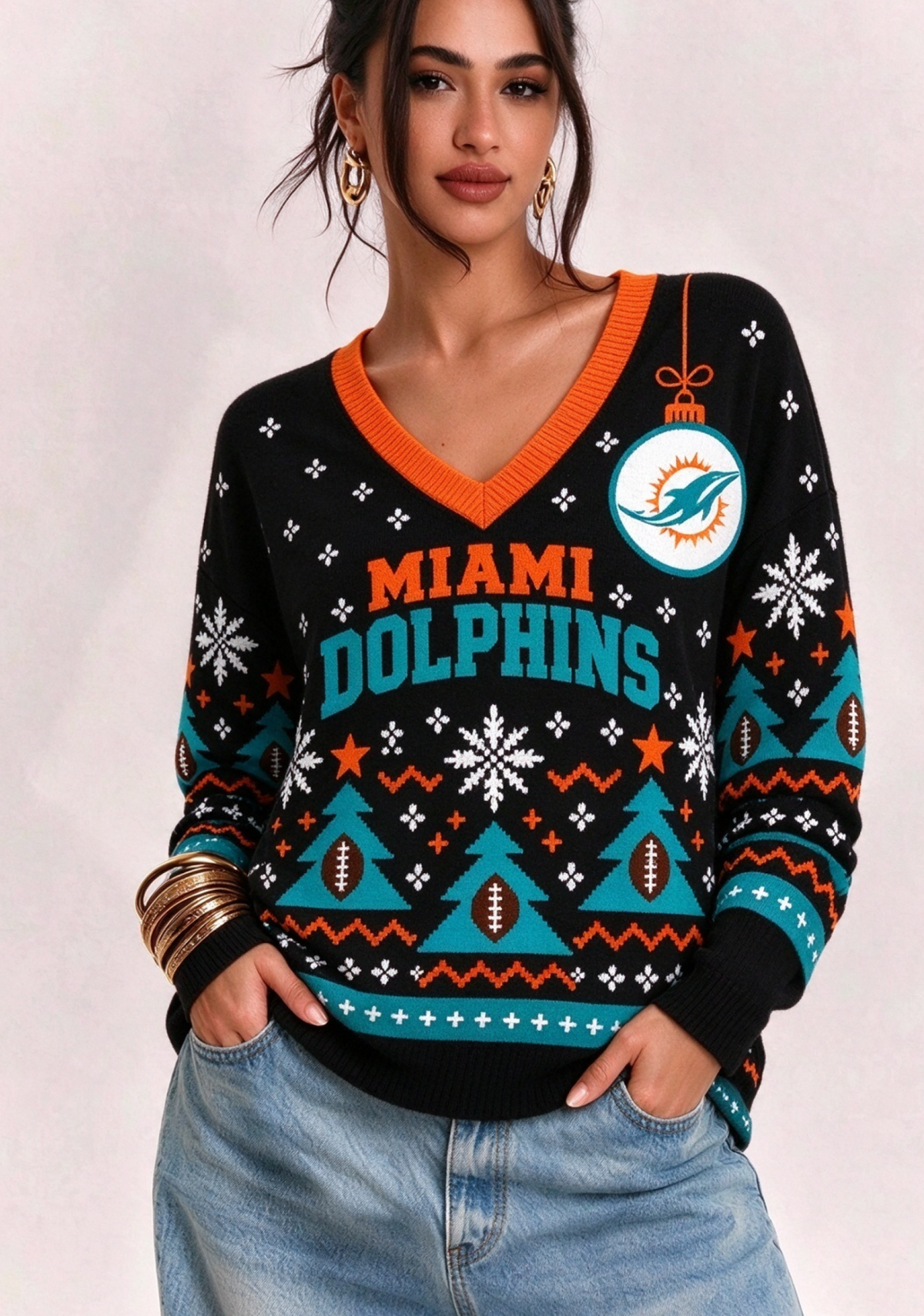 Women’s Miami Dolphins Ugly NFL Christmas Sweatshirt