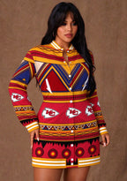 Women's Kansas City Chiefs Tribal Geometric Button Down Jacket Dress