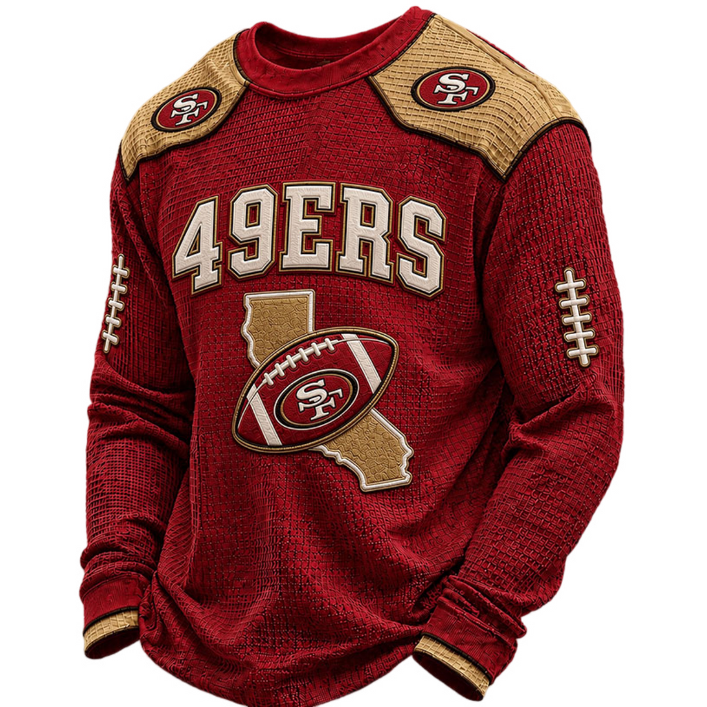 San Francisco 49ers Waffle Knit Long-Sleeve Sweatshirt