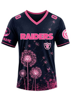 Las Vegas Raiders Breast Cancer Awareness Dandelion V-Neck T-Shirt