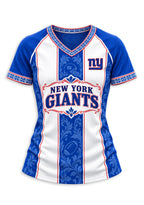 Women's New York Giants Floral Baroque Striped V-Neck T-Shirt