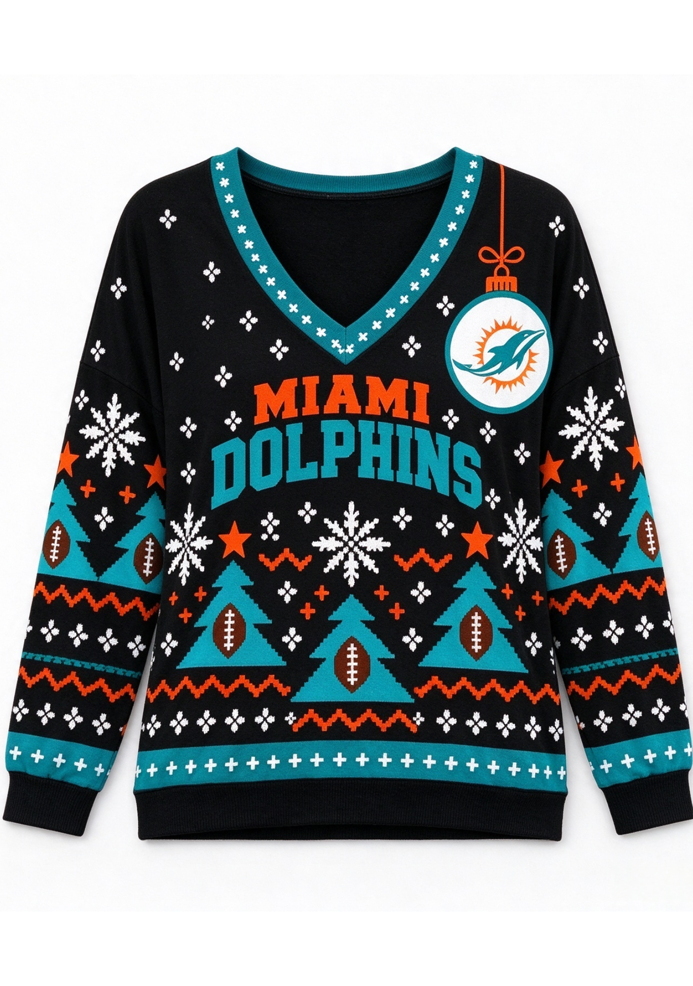 Women’s Miami Dolphins Ugly NFL Christmas Sweatshirt Secondary image