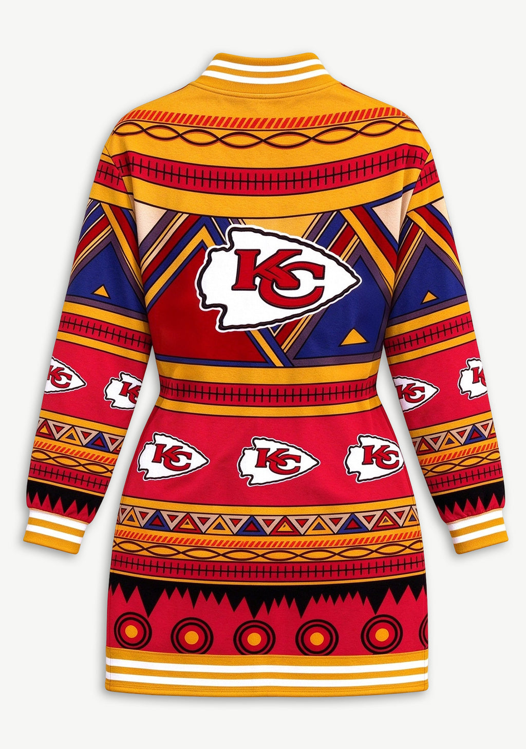 Women's Kansas City Chiefs Tribal Geometric Button Down Jacket Dress