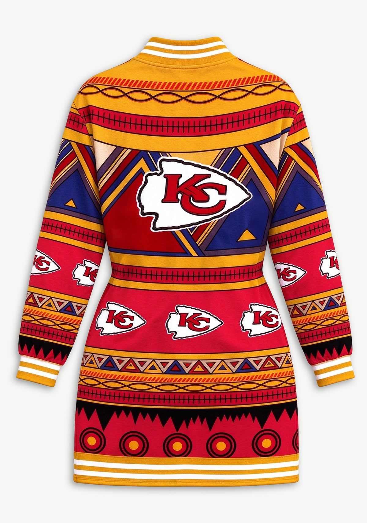 Women's Kansas City Chiefs Tribal Geometric Button Down Jacket Dress