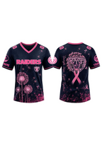 Las Vegas Raiders Breast Cancer Awareness Dandelion V-Neck T-Shirt