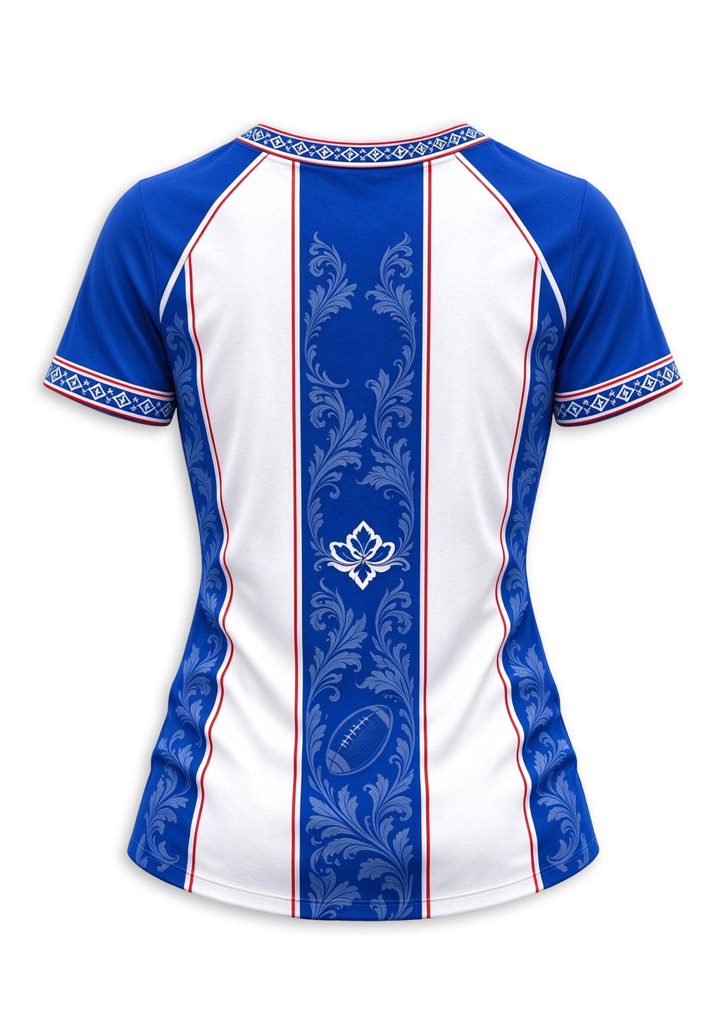 Women's New York Giants Floral Baroque Striped V-Neck T-Shirt