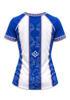 Women's New York Giants Floral Baroque Striped V-Neck T-Shirt