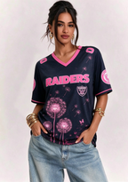 Las Vegas Raiders Breast Cancer Awareness Dandelion V-Neck T-Shirt