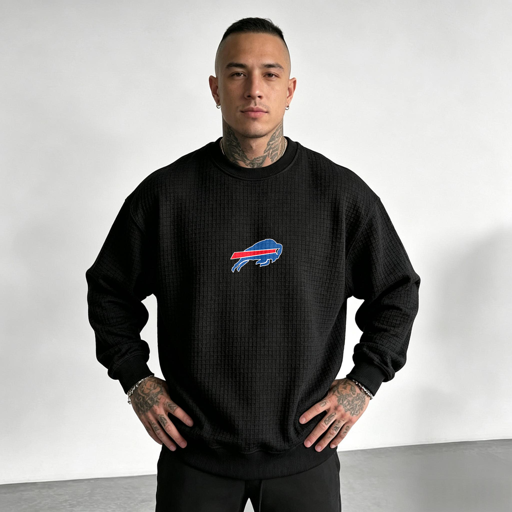 Buffalo Bills Helmet Waffle Knit Crewneck Sweatshirt