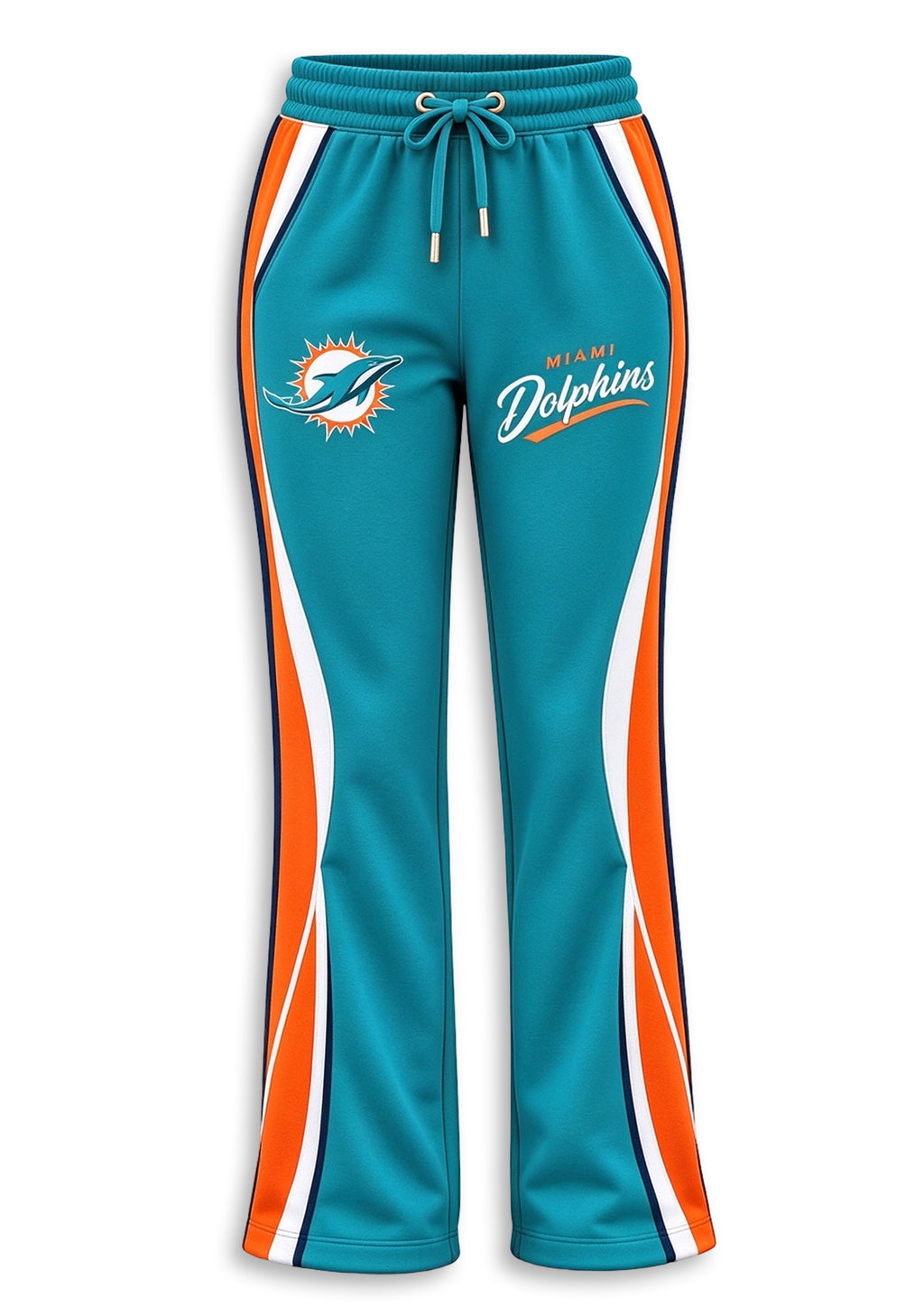 Women's Miami Dolphins Crewneck Sweatshirt & Flared Pants 2 Piece Set